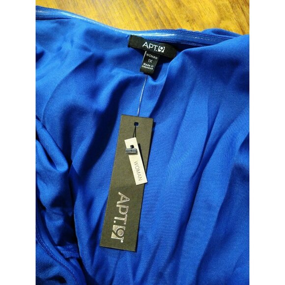 APT. 9 Plus Size 1X One Shoulder Embroidered Ruffle Dress Blue Lined NWT $54 - Picture 5 of 7